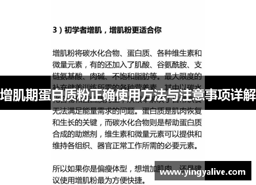 增肌期蛋白质粉正确使用方法与注意事项详解